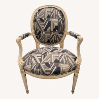 Baker Mid Century Light Gray Wood Accent Chair