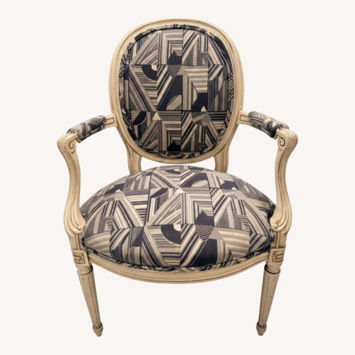 Used Baker Mid Century Light Gray Wood Accent Chair for sale on AptDeco