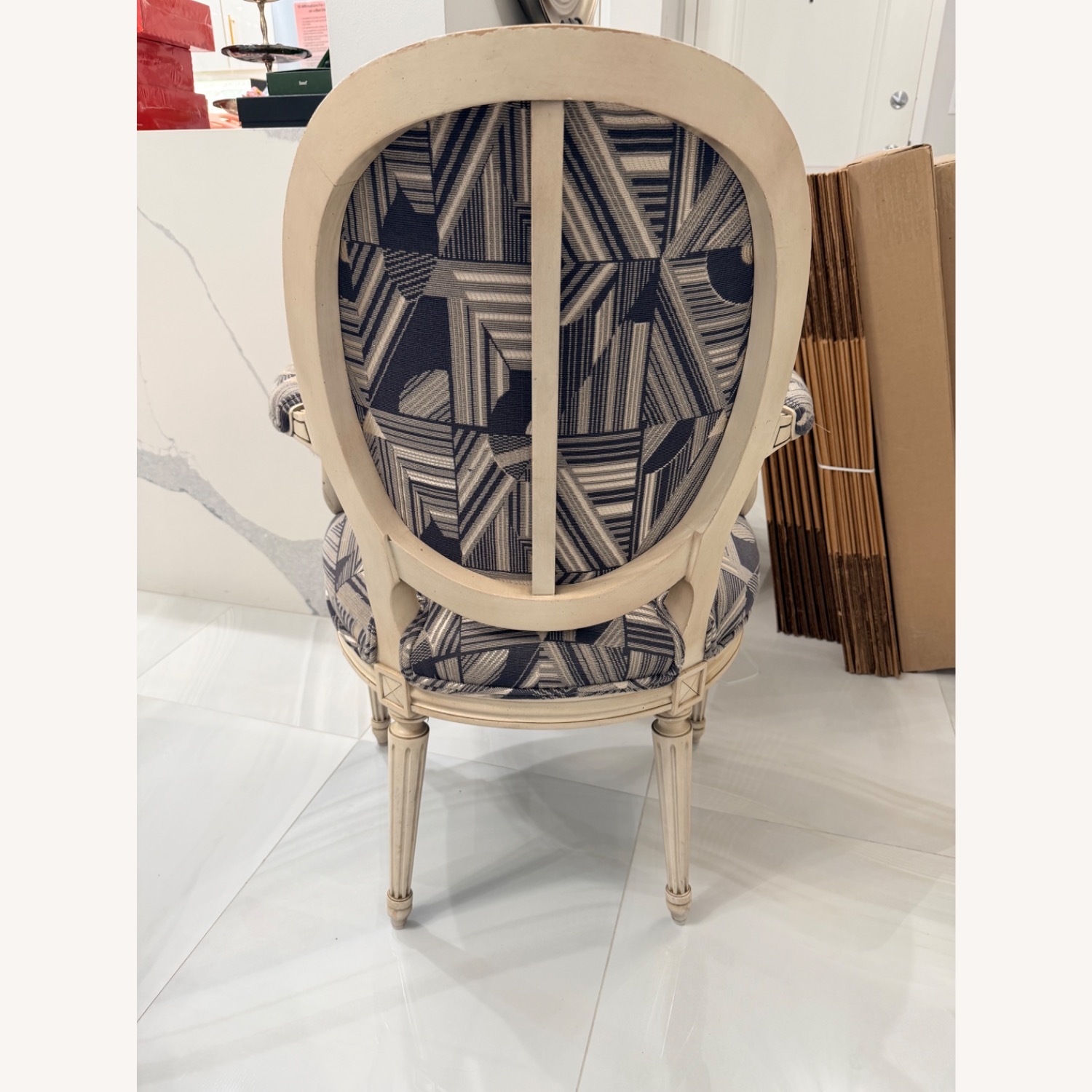 Baker Mid Century Light Gray Wood Accent Chair - image-2