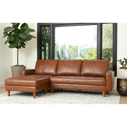 Used Abbyson Mid Century Top Grain Leather Sectional for sale on AptDeco
