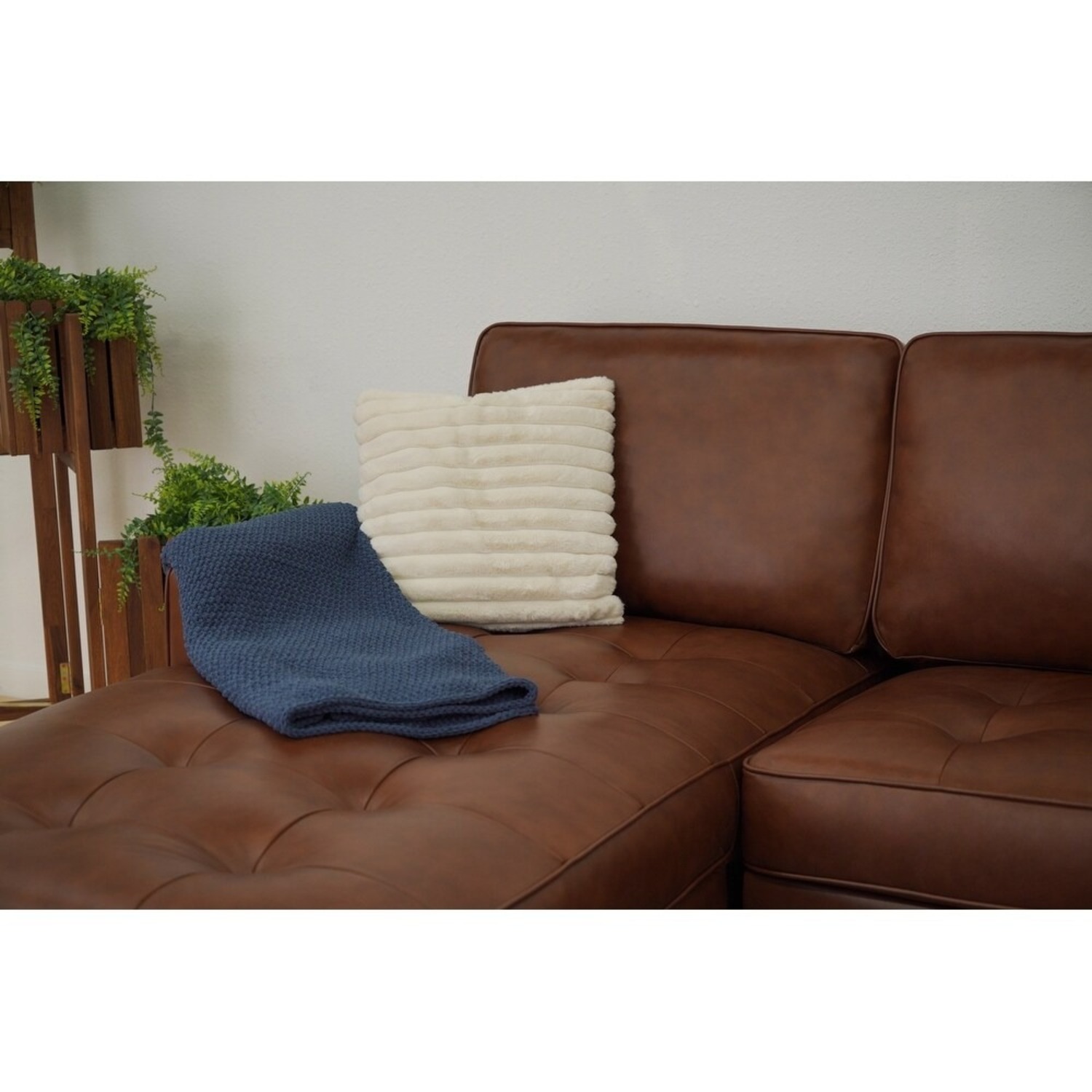 Abbyson Mid Century Top Grain Leather Sectional - image-2