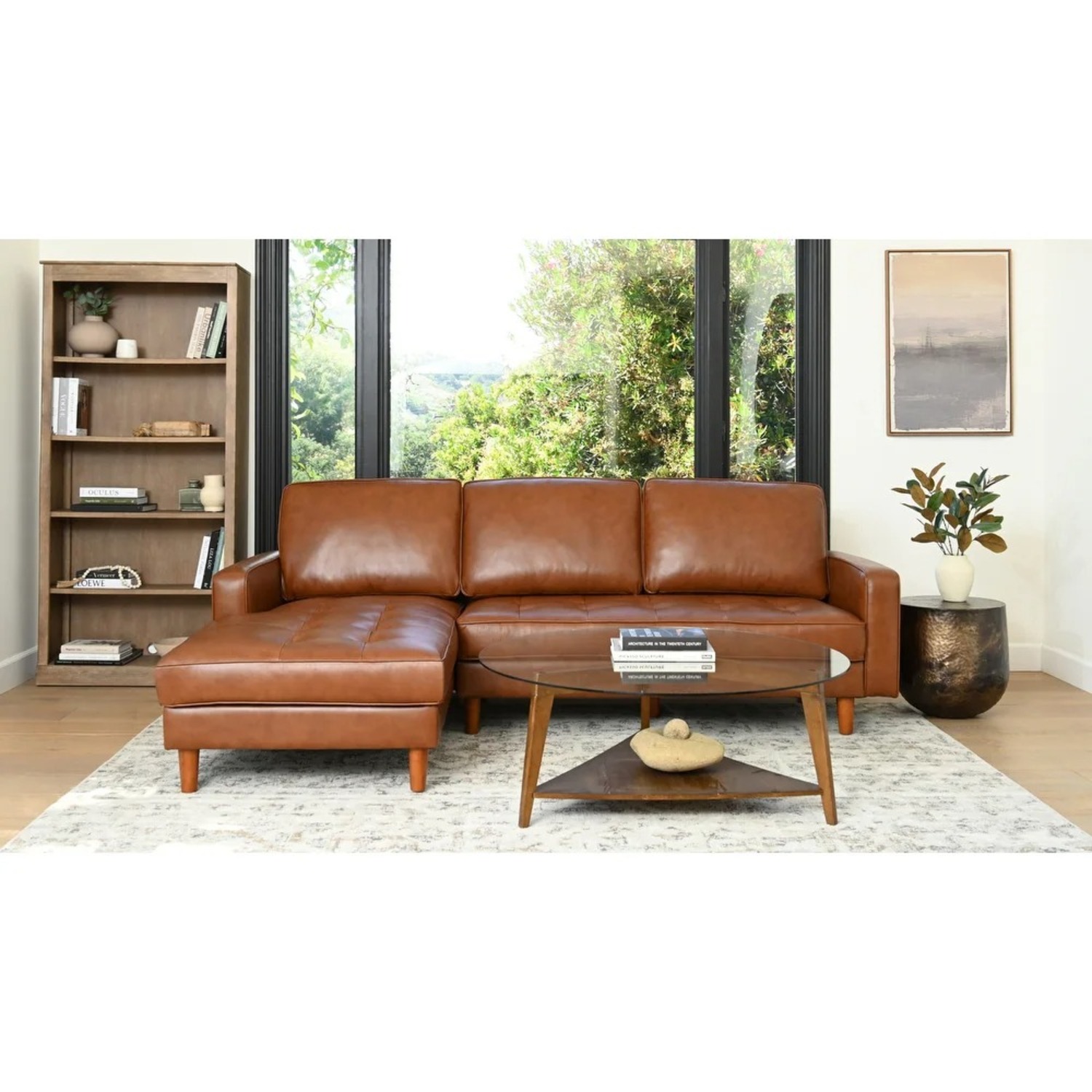 Abbyson Mid Century Top Grain Leather Sectional - image-8