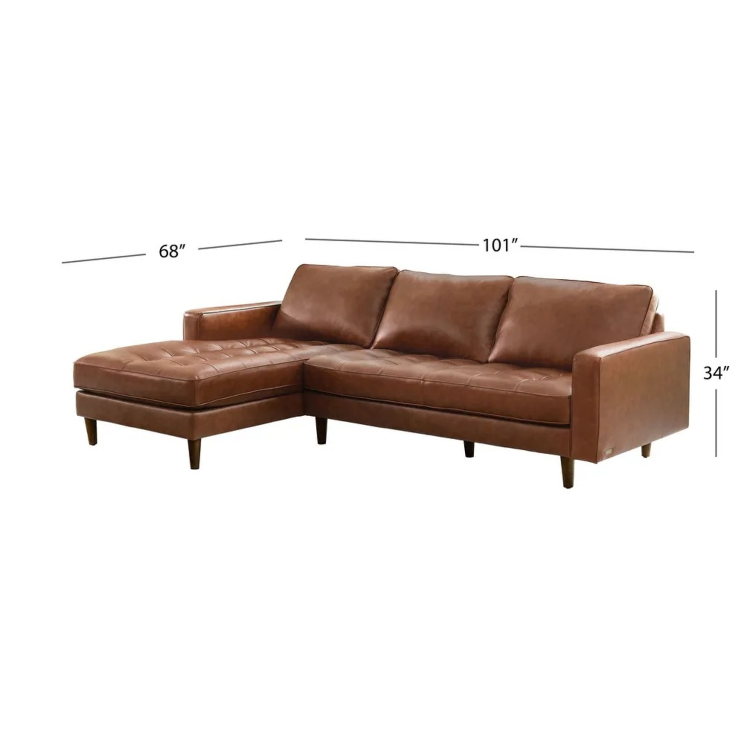 Abbyson Mid Century Top Grain Leather Sectional - image-7