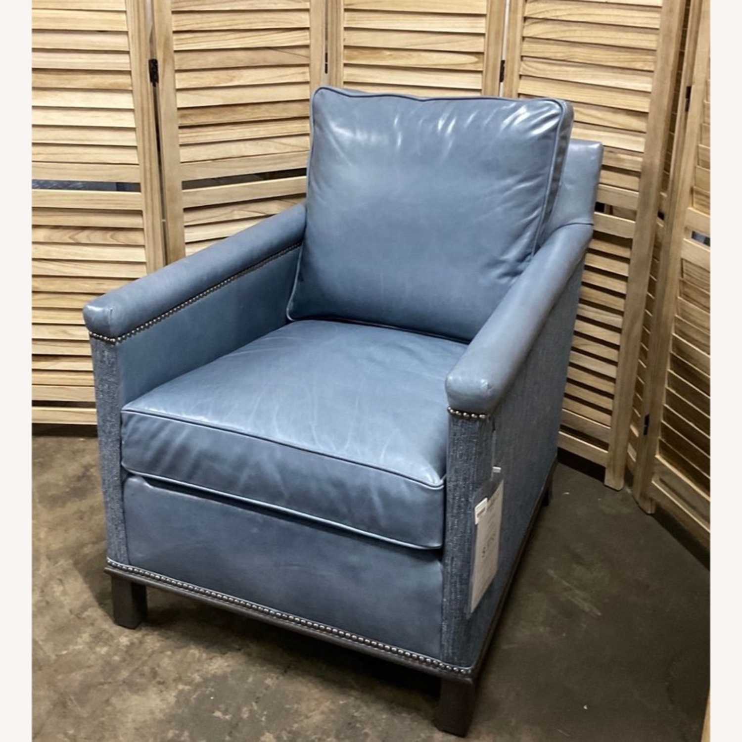 CR Laine Furniture Gotham Blue Leather Armchair - image-2