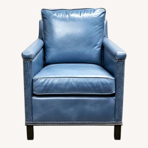 Used CR Laine Furniture Gotham Blue Leather Armchair for sale on AptDeco