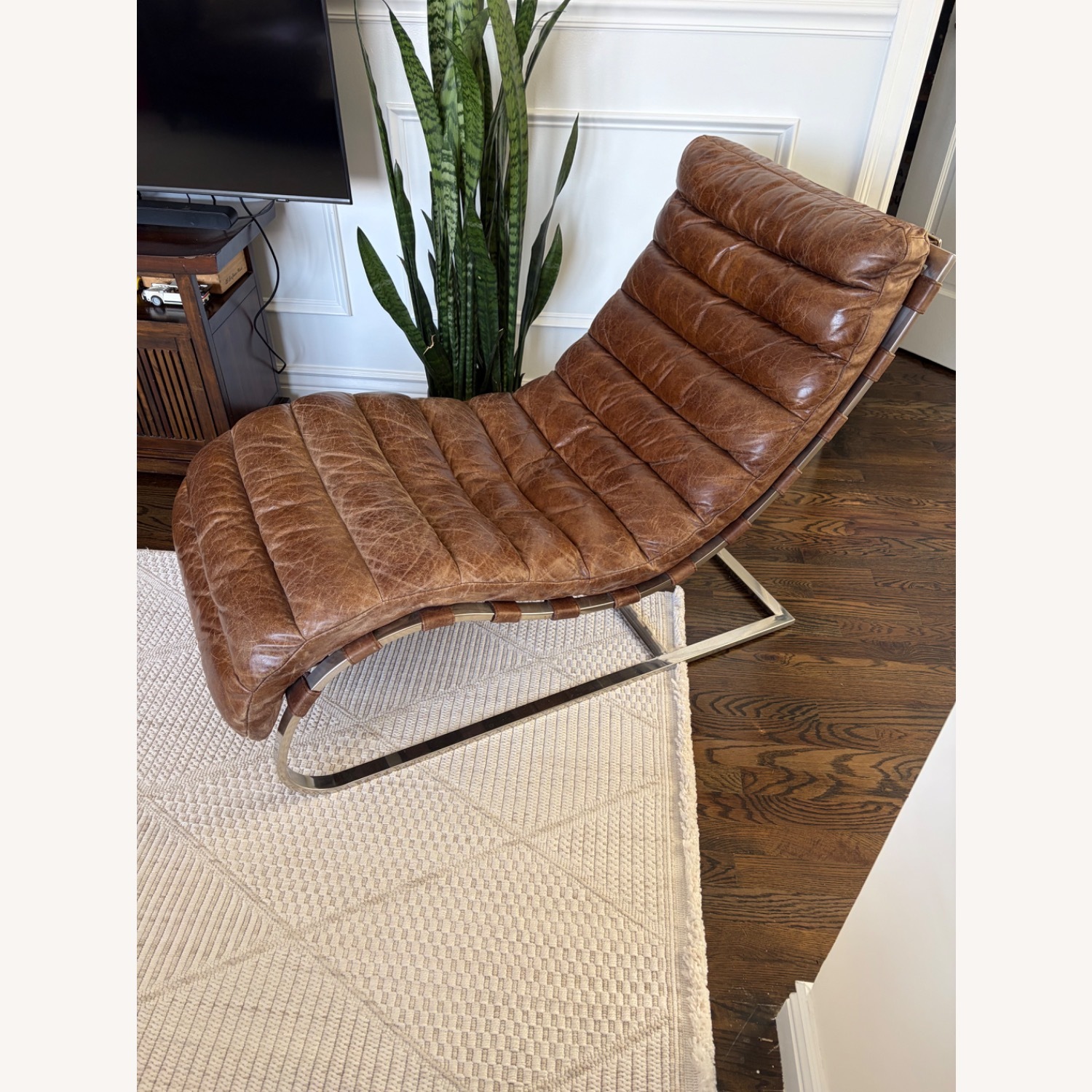 Restoration Hardware Leather Accent Chair - image-1
