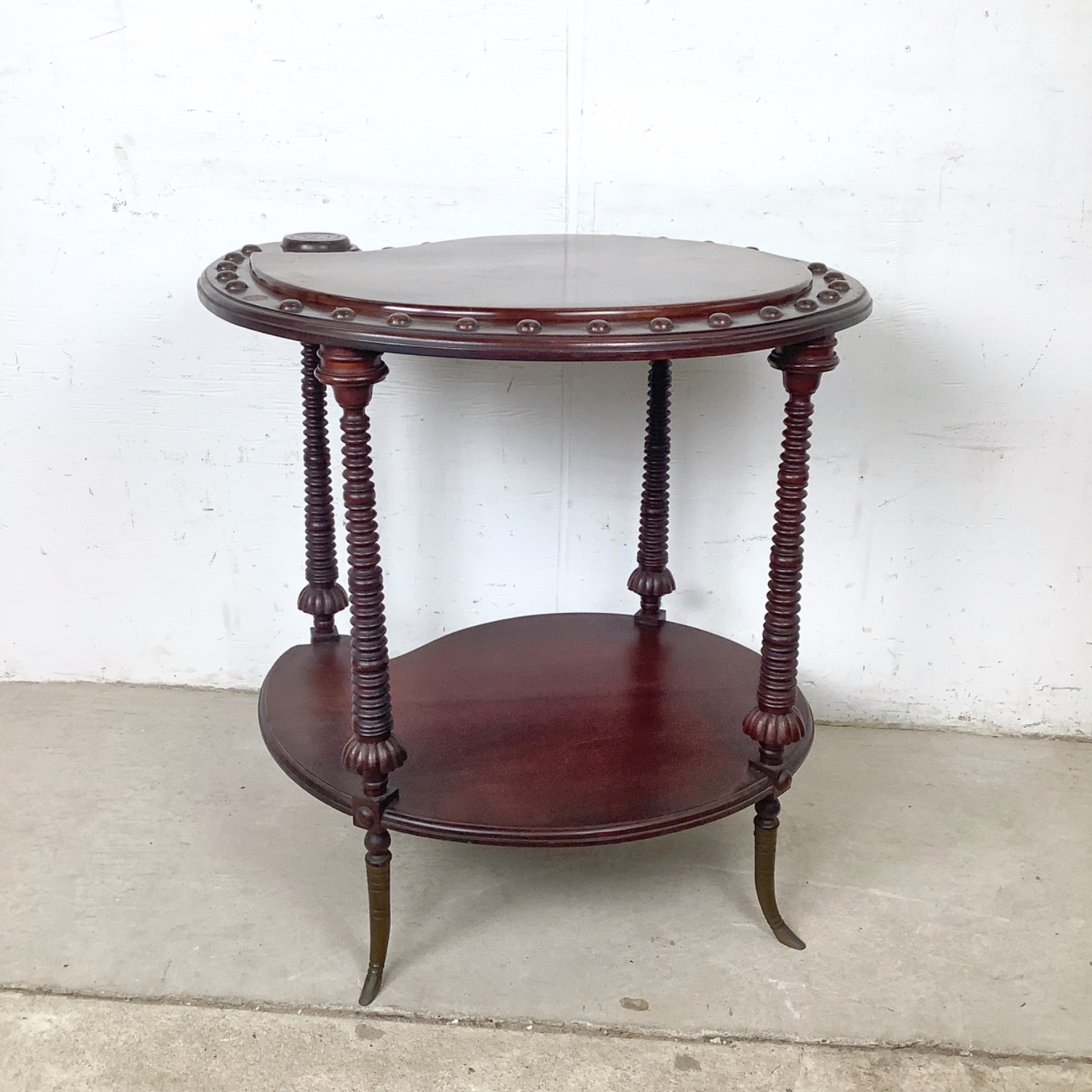 Antique Mahogany Two-Tier Kidney Table - image-15