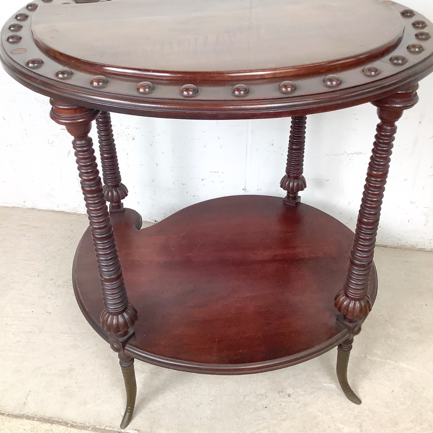 Antique Mahogany Two-Tier Kidney Table - image-13