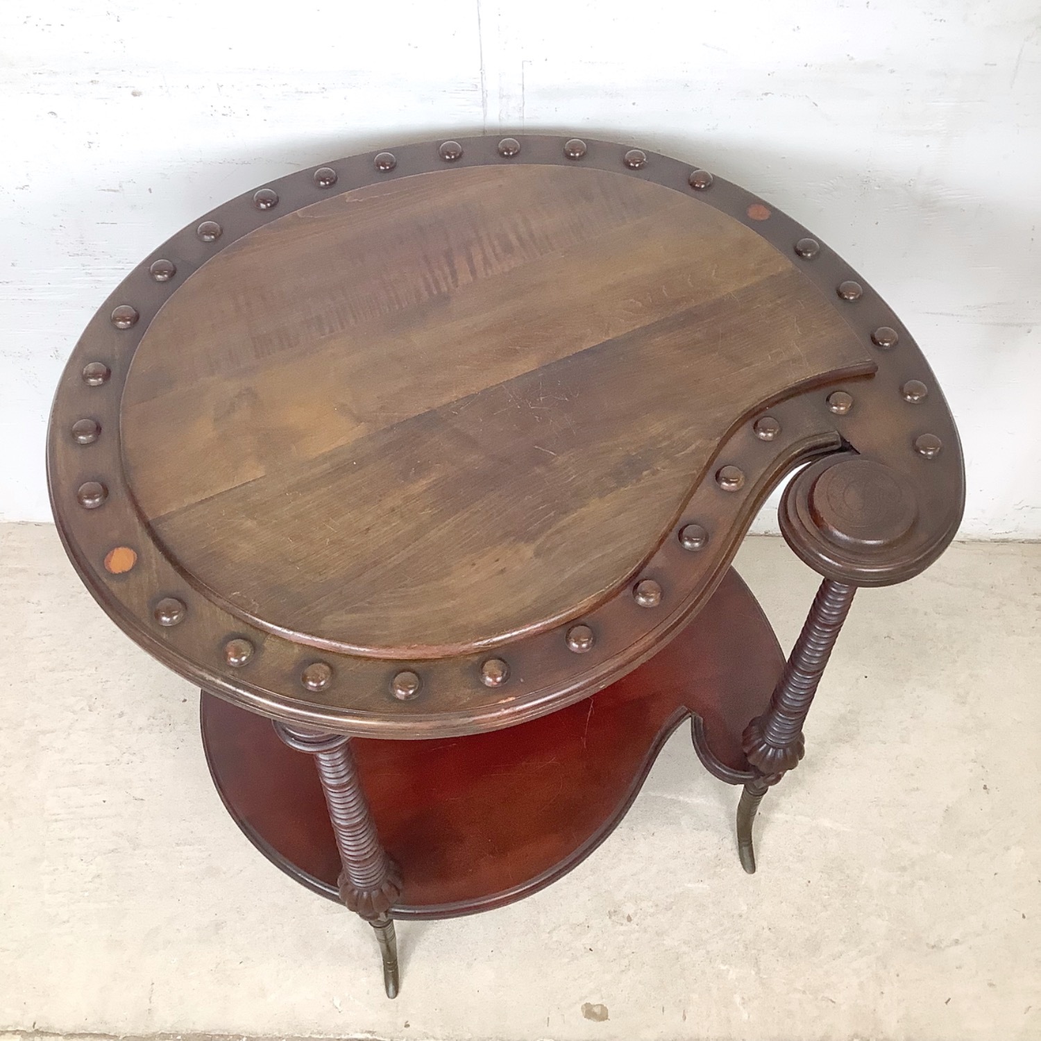 Antique Mahogany Two-Tier Kidney Table - image-3