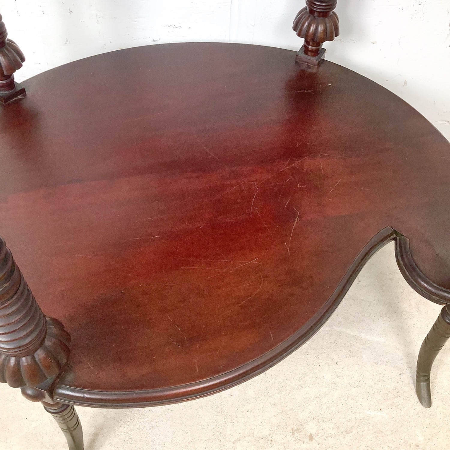 Antique Mahogany Two-Tier Kidney Table - image-16