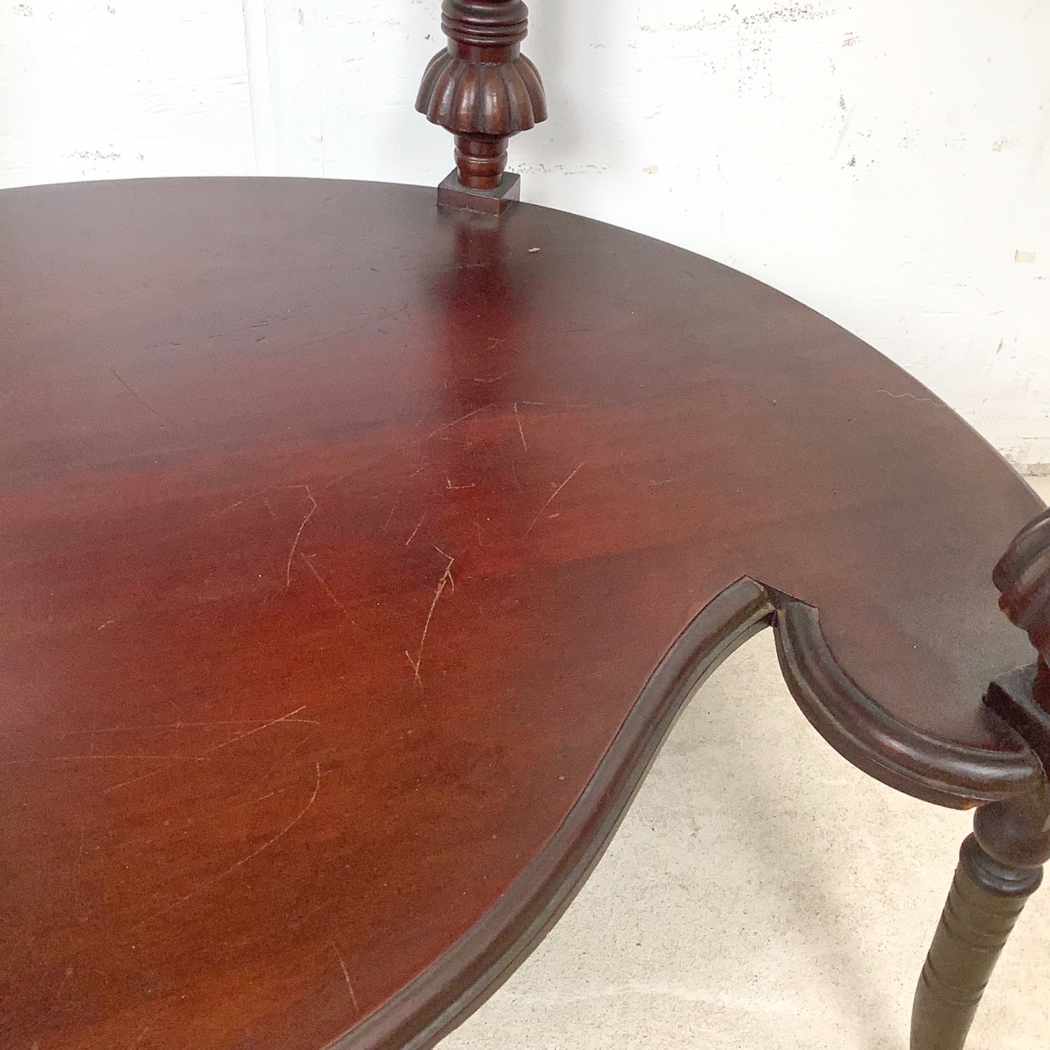Antique Mahogany Two-Tier Kidney Table - image-12