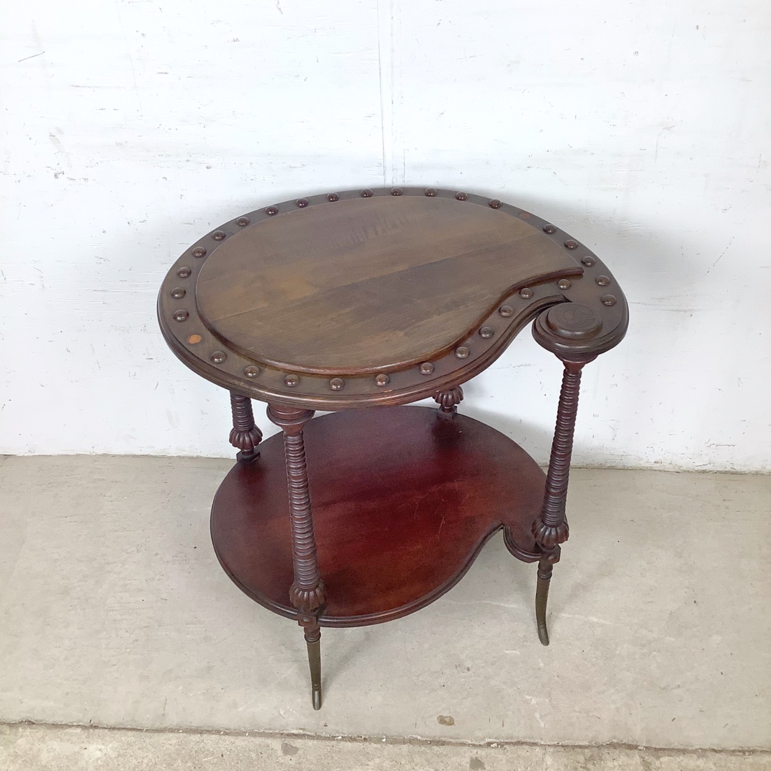 Antique Mahogany Two-Tier Kidney Table - image-2