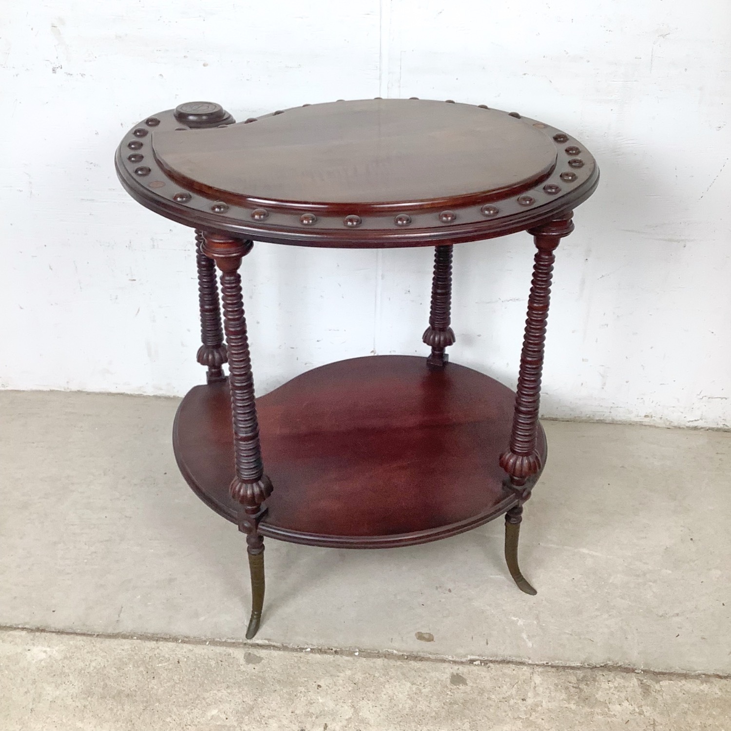 Antique Mahogany Two-Tier Kidney Table - image-11