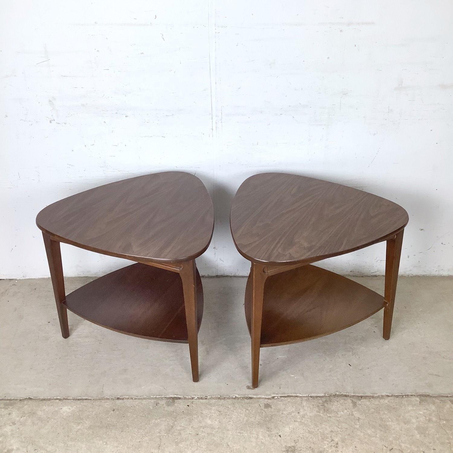  Pair of Two-Tier Triangular End Tables - image-3