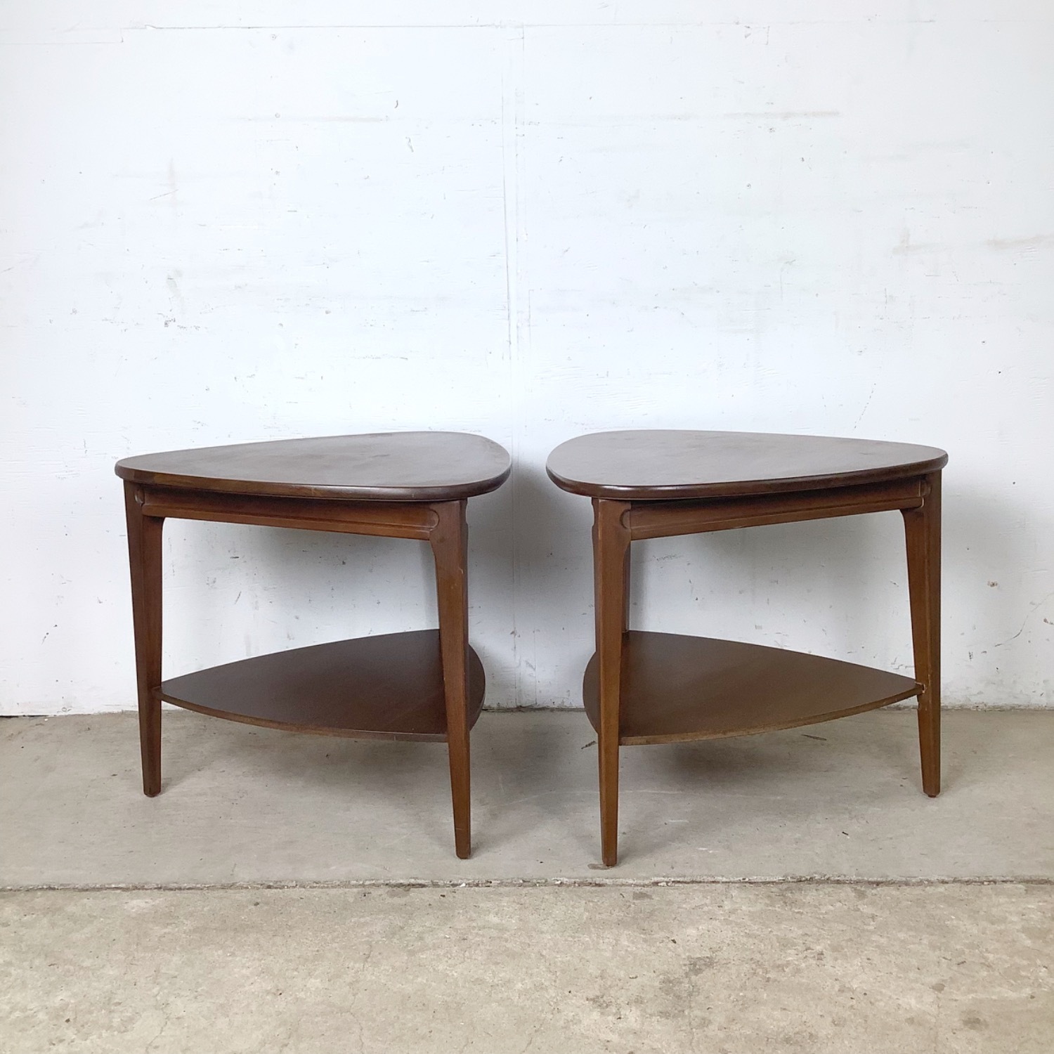  Pair of Two-Tier Triangular End Tables - image-2
