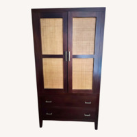 Crate & Barrel Dark Brown Rattan Armoire