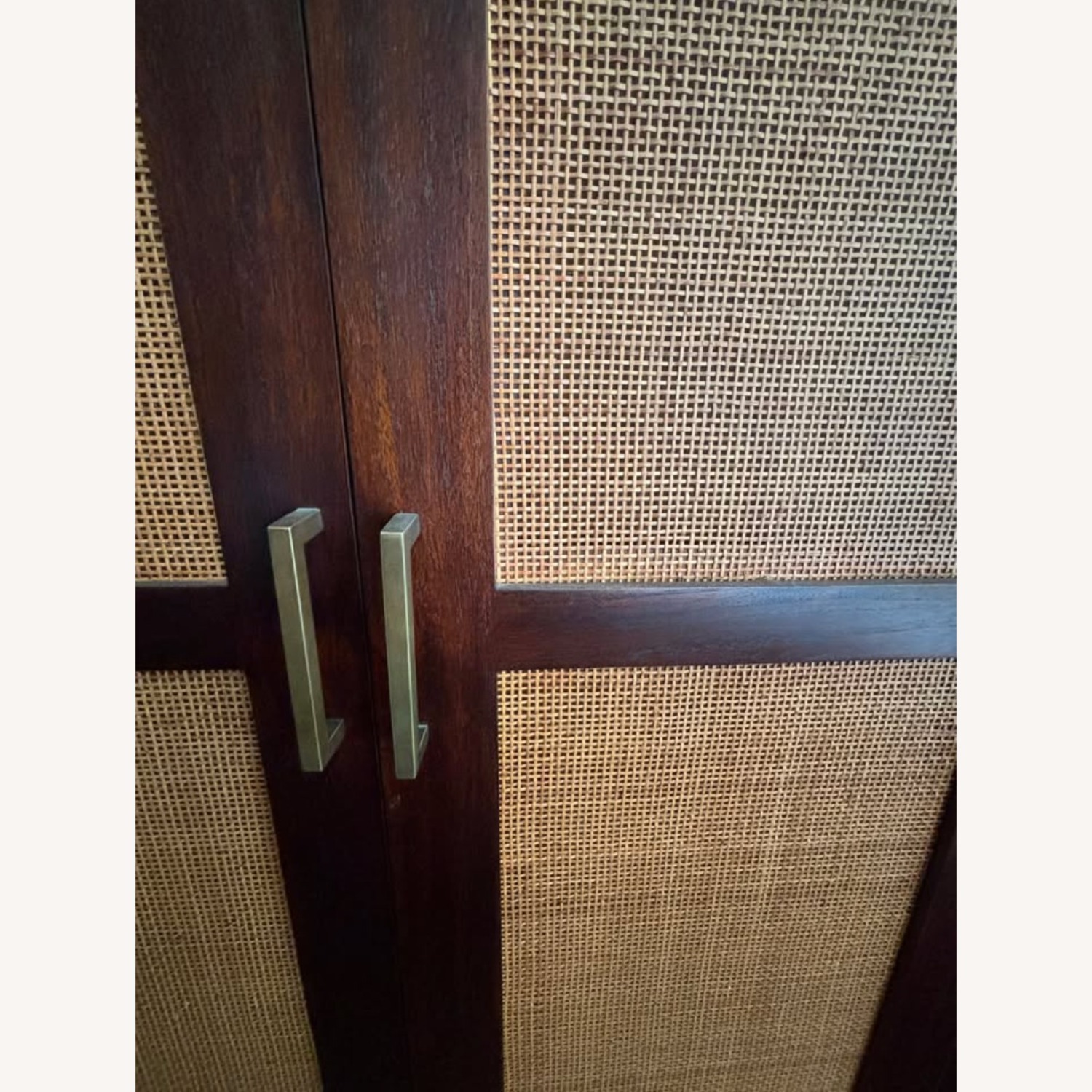 Crate & Barrel Dark Brown Rattan Armoire - image-1