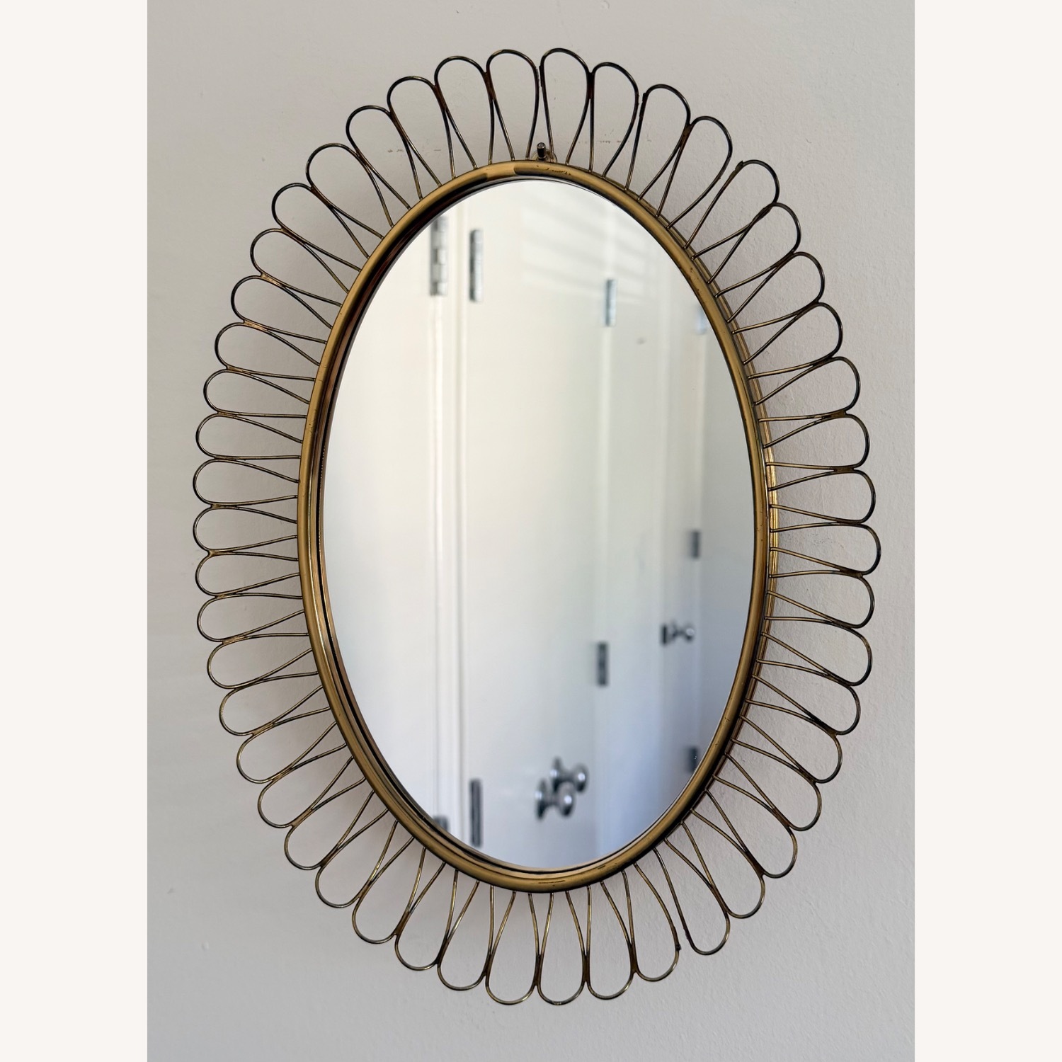 Vintage/Antique Finds Gold Brass Wall Mirror - image-1