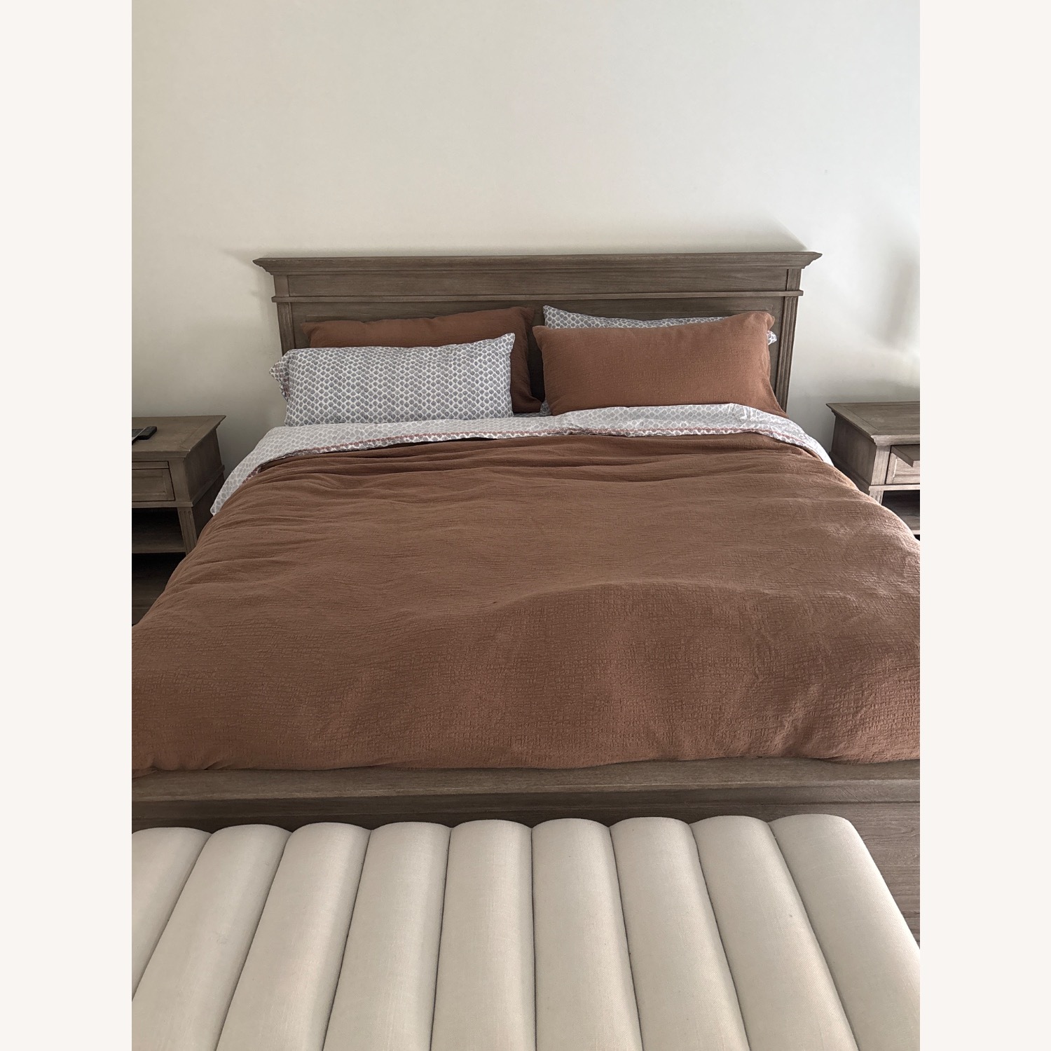 Pottery Barn Livingston King Bed, Gray - image-1