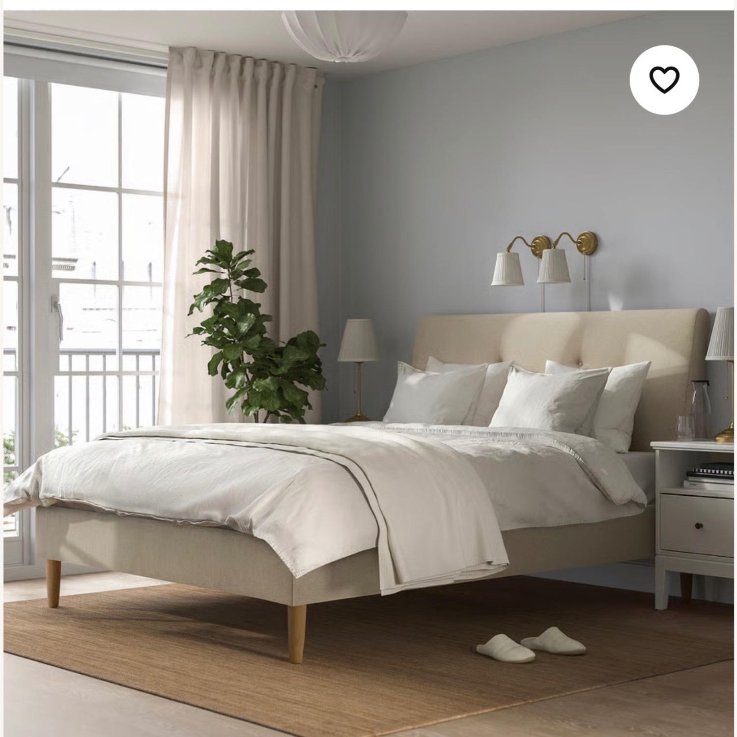 IKEA Idanas Pink Fabric Queen Bed - image-5