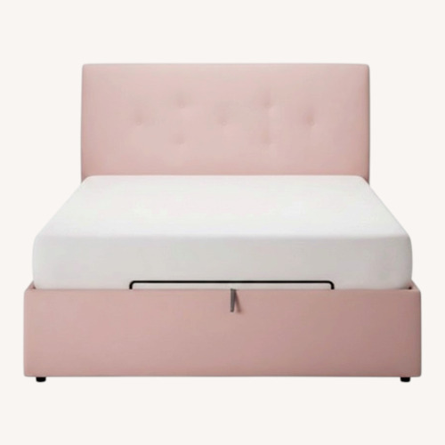 Used IKEA Idanas Pink Fabric Queen Bed for sale on AptDeco