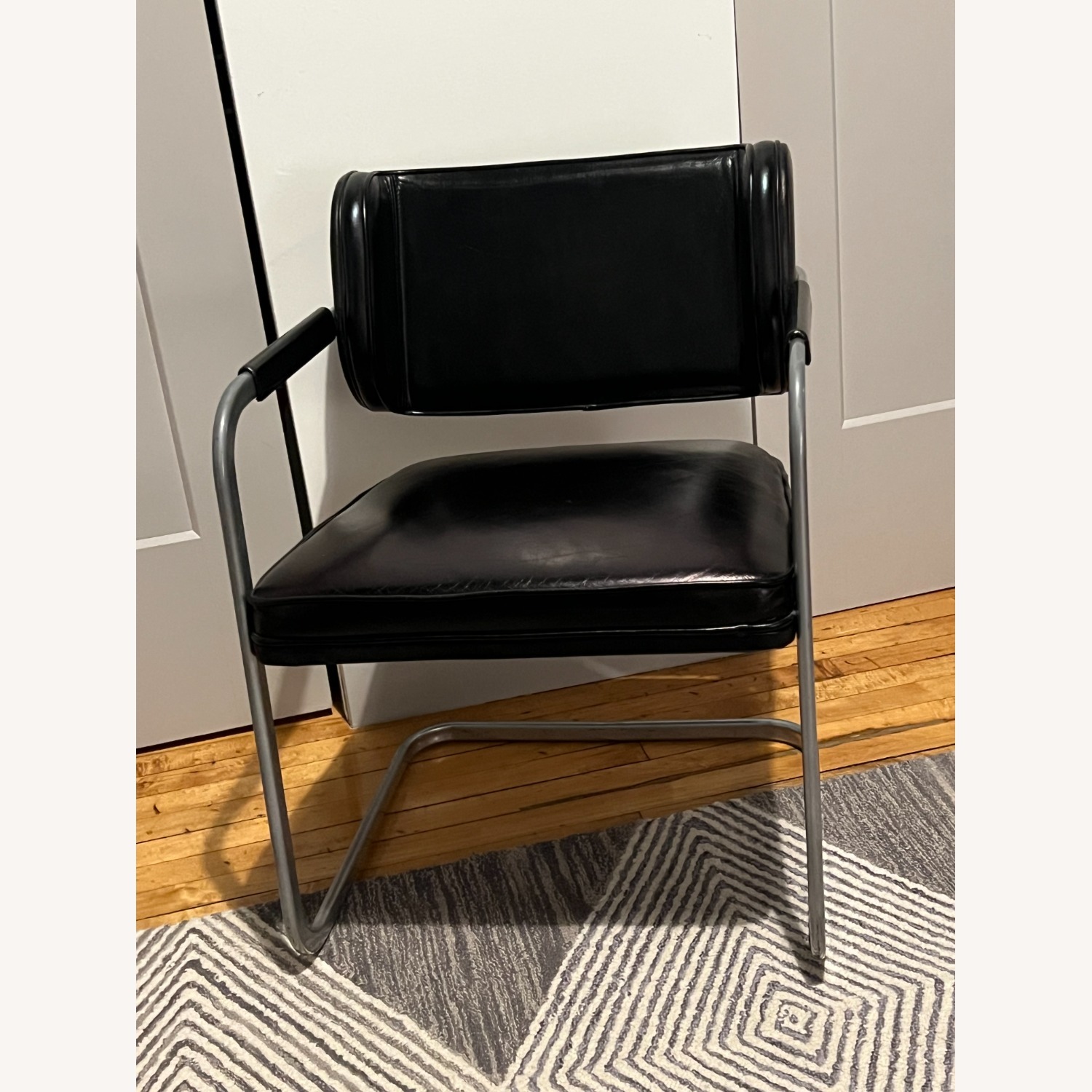 Vintage/Antique Thonet Black Leather Accent Chair - image-3