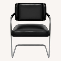 Vintage/Antique Thonet Black Leather Accent Chair