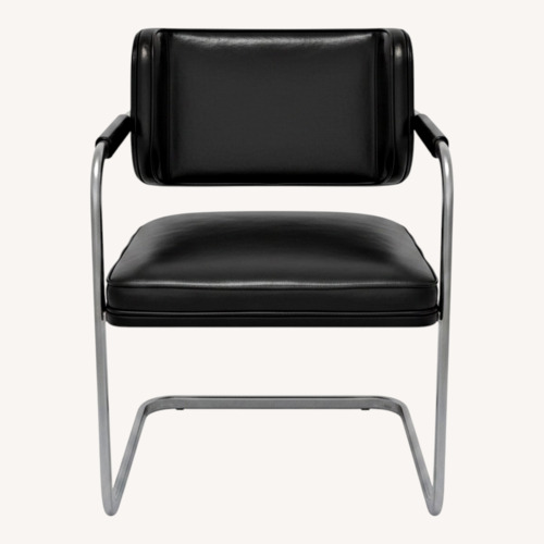 Used Vintage/Antique Thonet Black Leather Accent Chair for sale on AptDeco