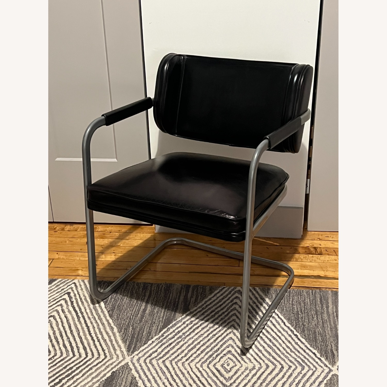 Vintage/Antique Thonet Black Leather Accent Chair - image-2