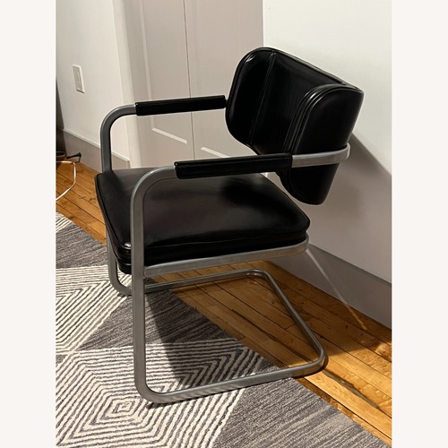 Used Vintage/Antique Thonet Black Leather Accent Chair for sale on AptDeco