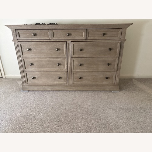 Used Pottery Barn Livingston Grey Wash Dresser for sale on AptDeco