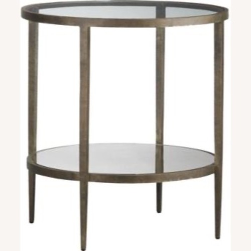 Used Crate & Barrel Clairmont Glass Side Table  for sale on AptDeco