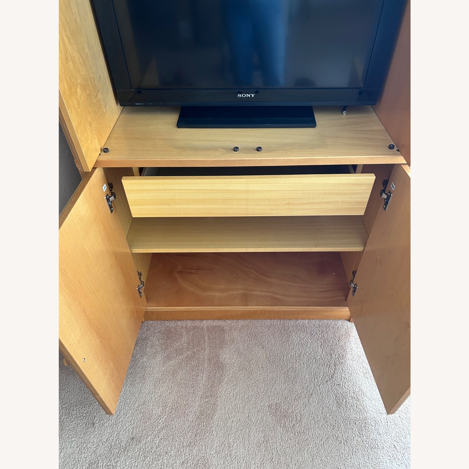Light Brown Wood Media Storage - image-4