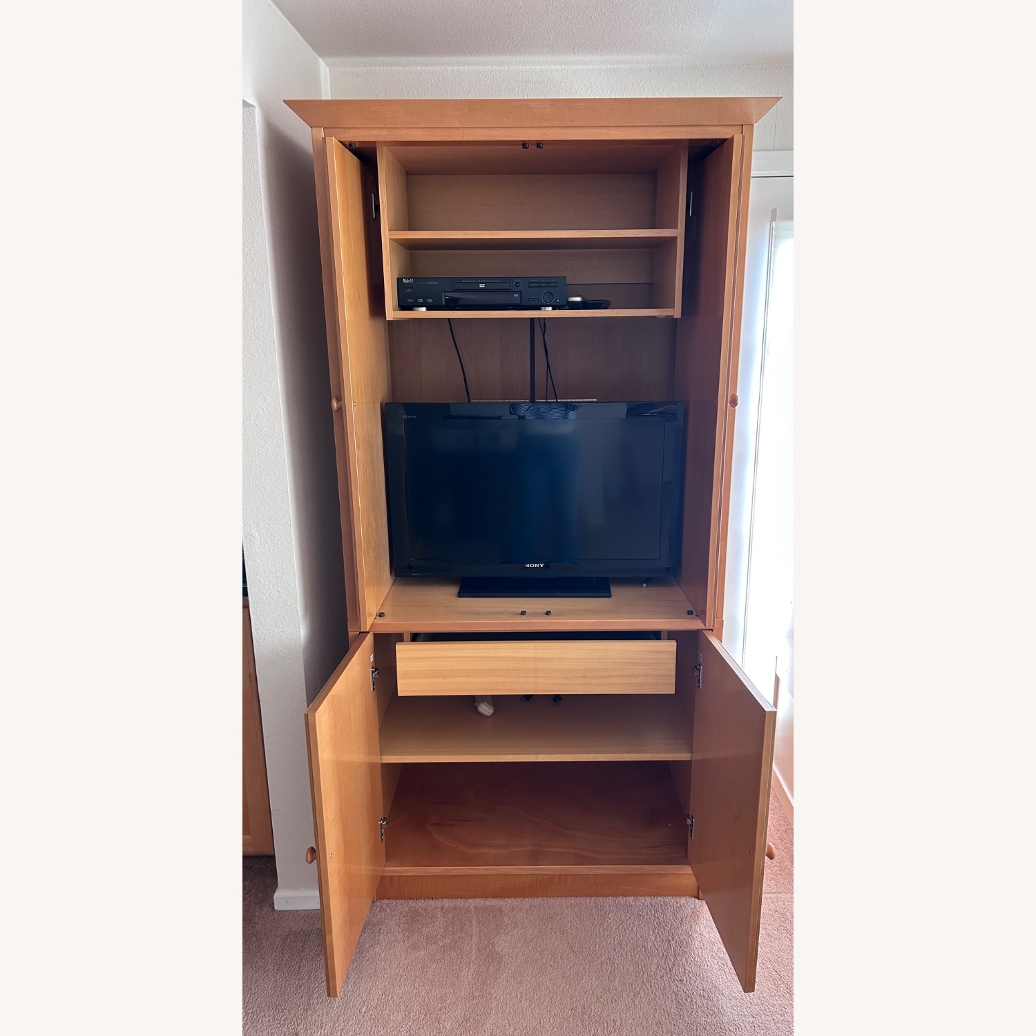 Light Brown Wood Media Storage - image-3