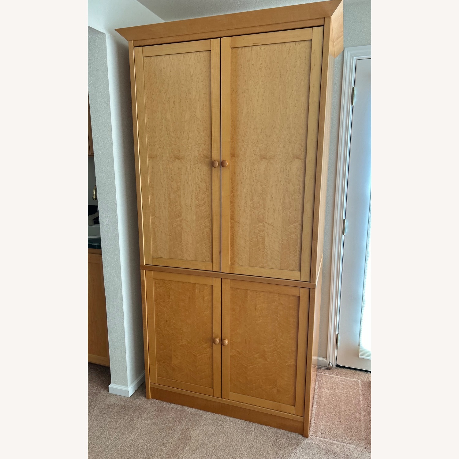 Light Brown Wood Media Storage - image-1