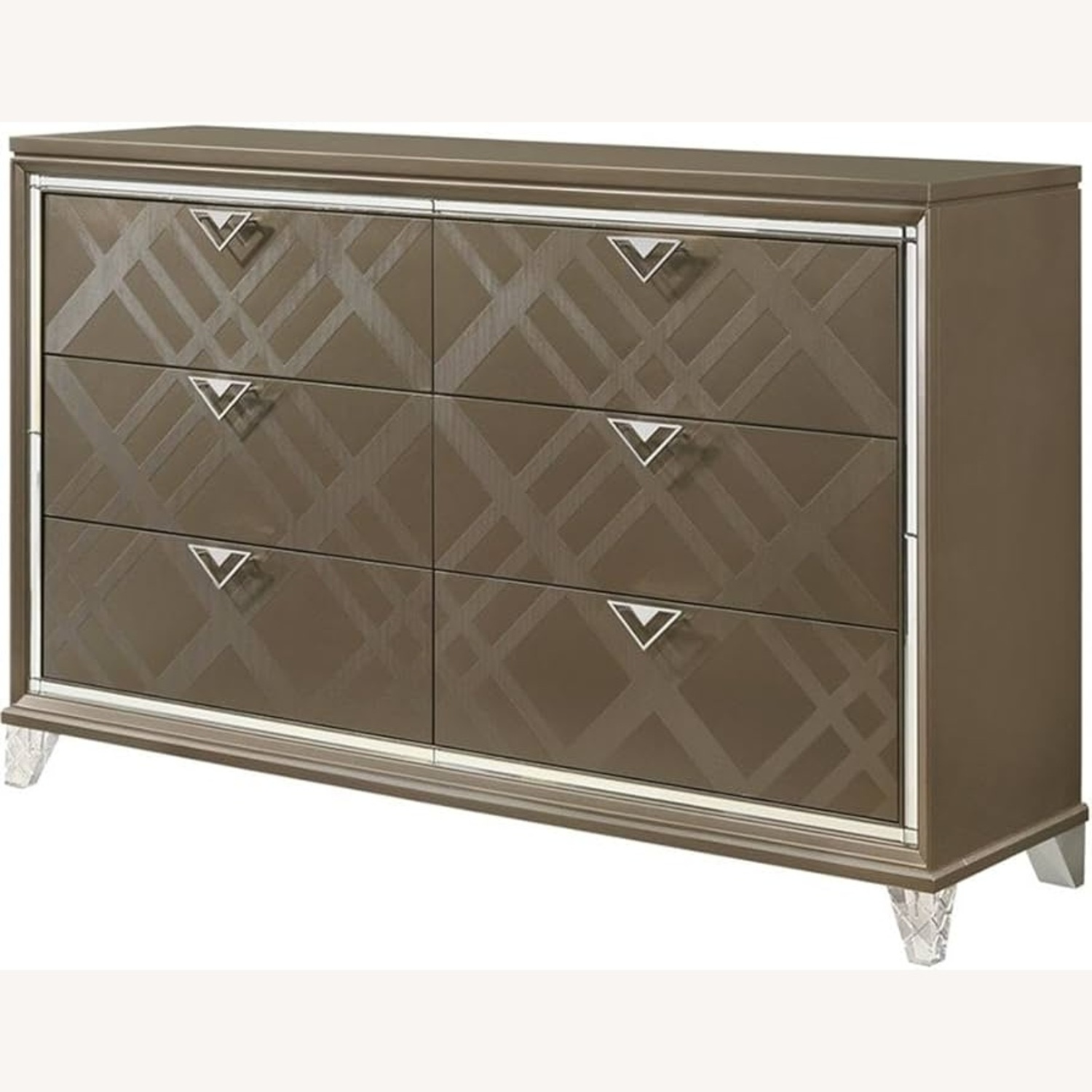 Valyou Furniture Acrylic Dark Brown Wood Dresser - image-6