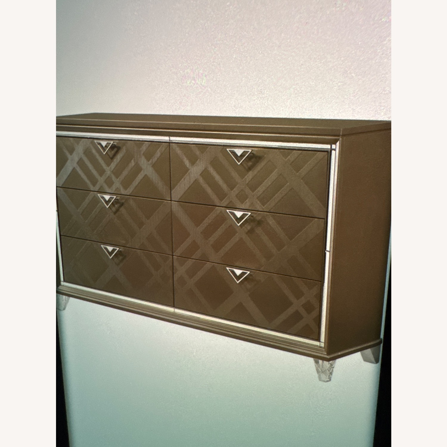 Valyou Furniture Acrylic Dark Brown Wood Dresser - image-1