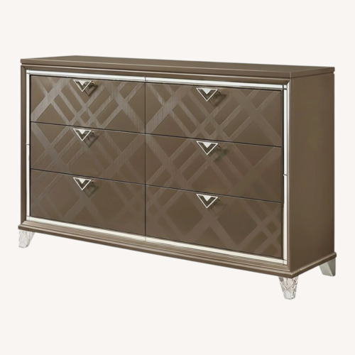 Used Valyou Furniture Acrylic Dark Brown Wood Dresser for sale on AptDeco