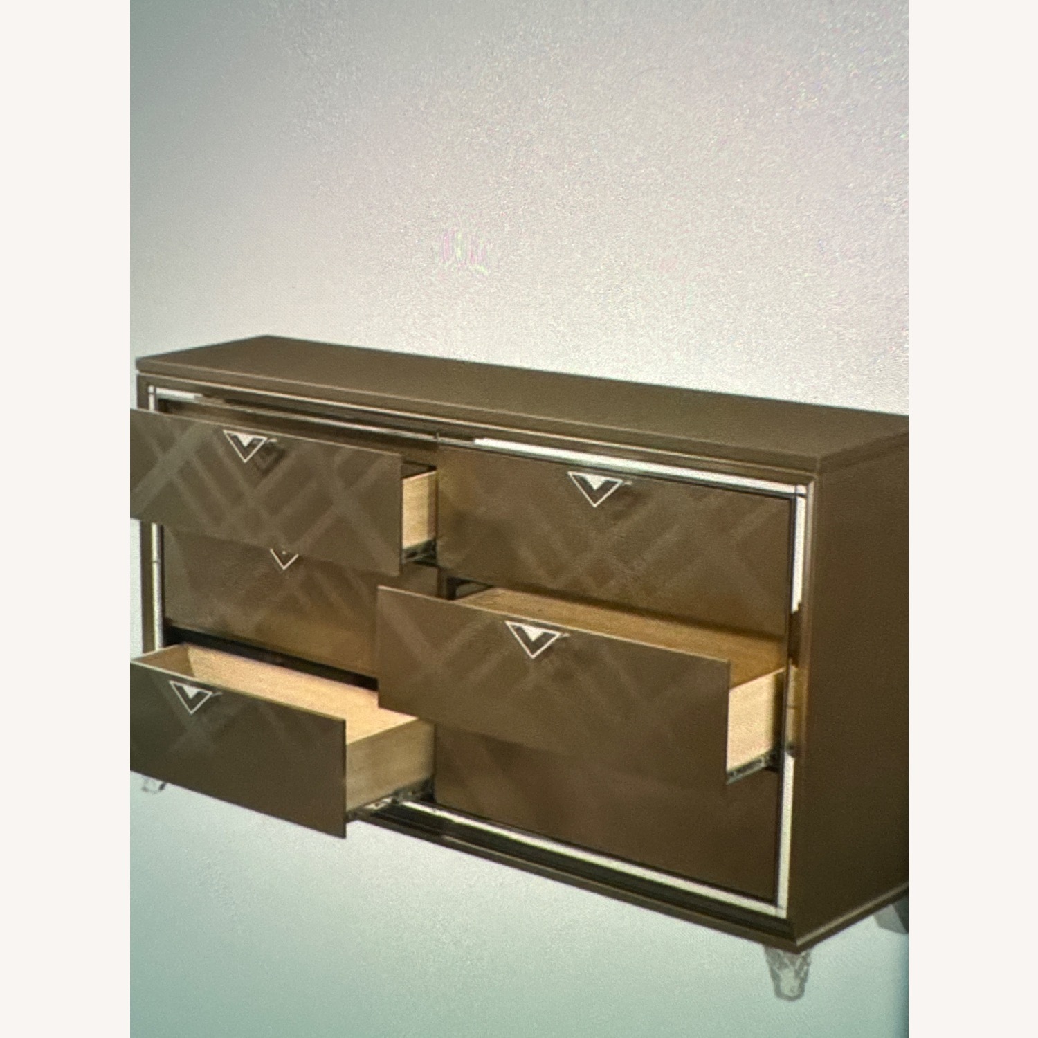 Valyou Furniture Acrylic Dark Brown Wood Dresser - image-5