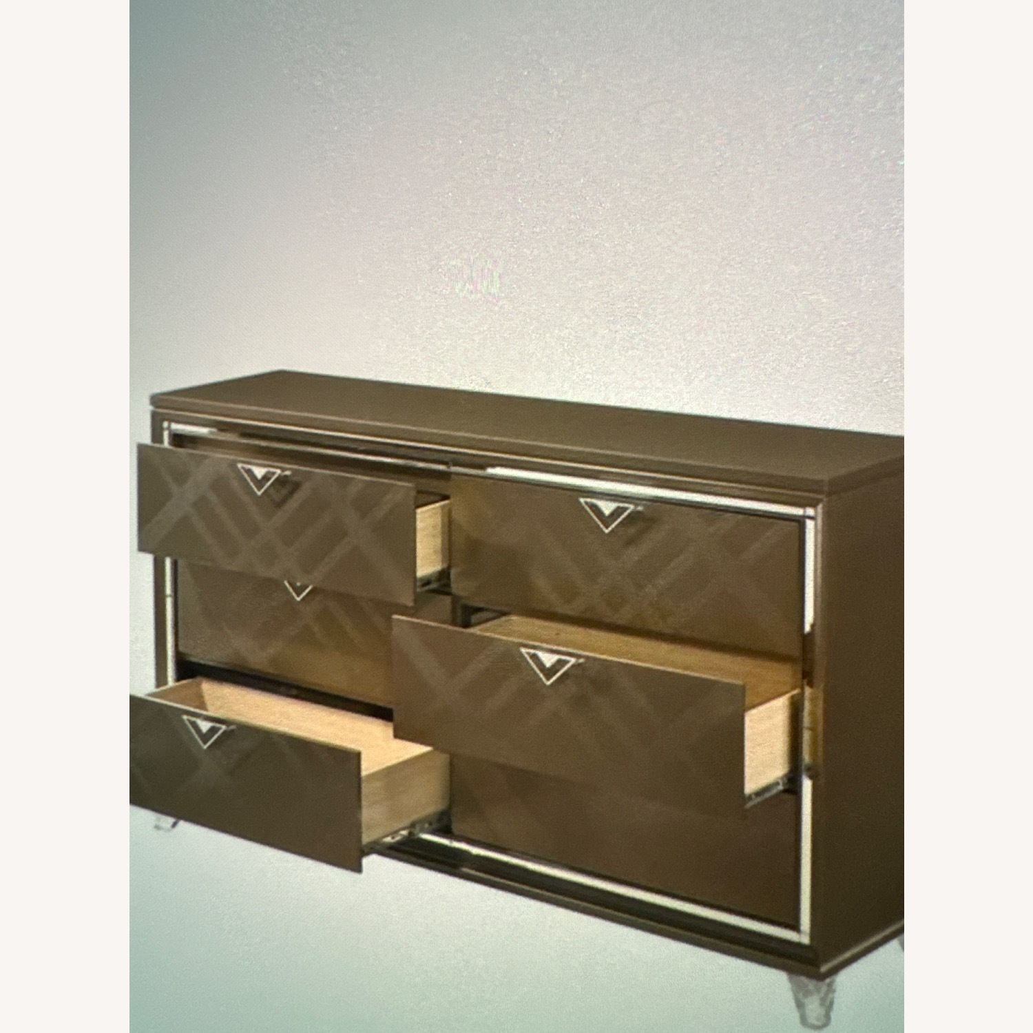 Valyou Furniture Acrylic Dark Brown Wood Dresser - image-4