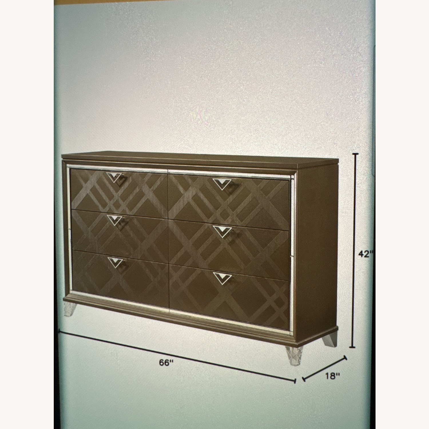 Valyou Furniture Acrylic Dark Brown Wood Dresser - image-2