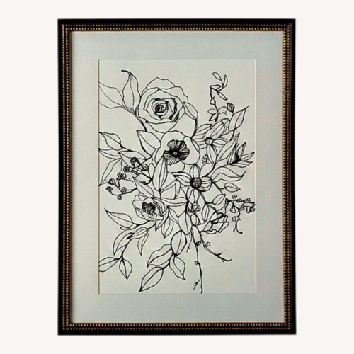 Used Anthropologie Ink Floral Black Wood Wall Art for sale on AptDeco