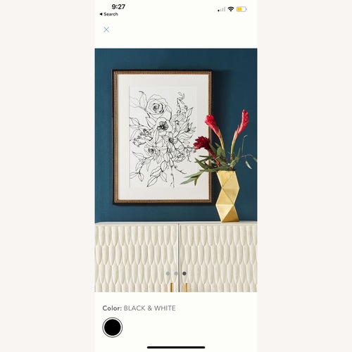 Used Anthropologie Ink Floral Black Wood Wall Art for sale on AptDeco