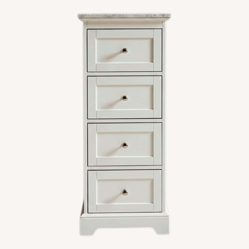 Used Pottery Barn Marble Top Bathroom Storage Tower for sale on AptDeco