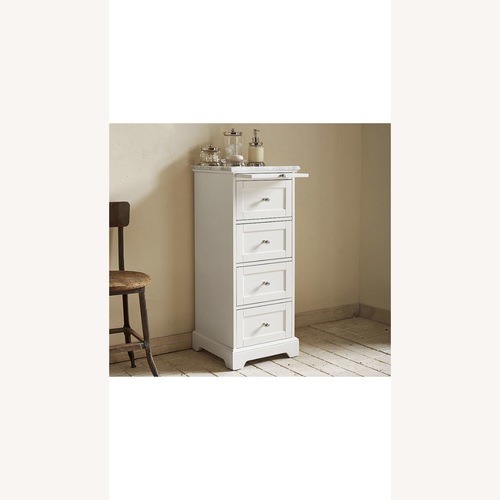 Used Pottery Barn Marble Top Bathroom Storage Tower for sale on AptDeco