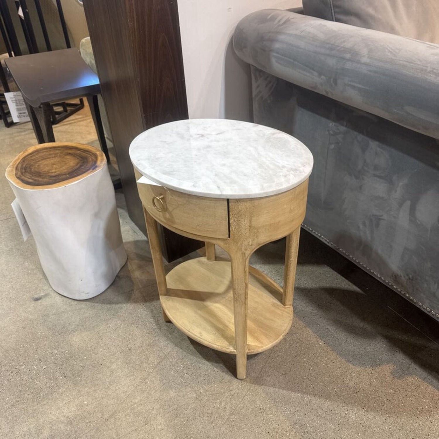 Ellen Marble Top Single Drawer Nightstand - image-4