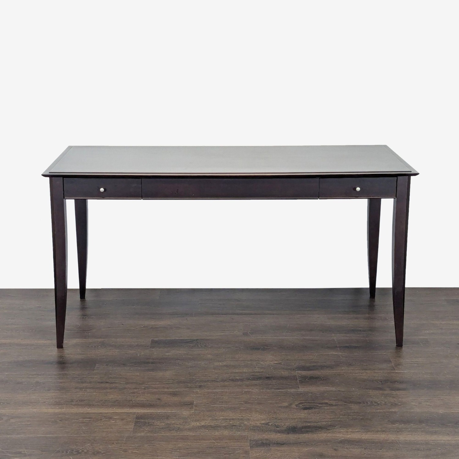 Baronet Dark Wood Desk with Two Drawers - image-2