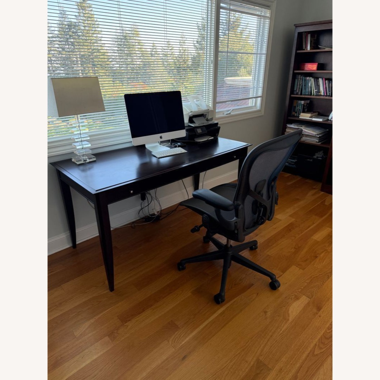 Baronet Dark Wood Desk with Two Drawers - image-1