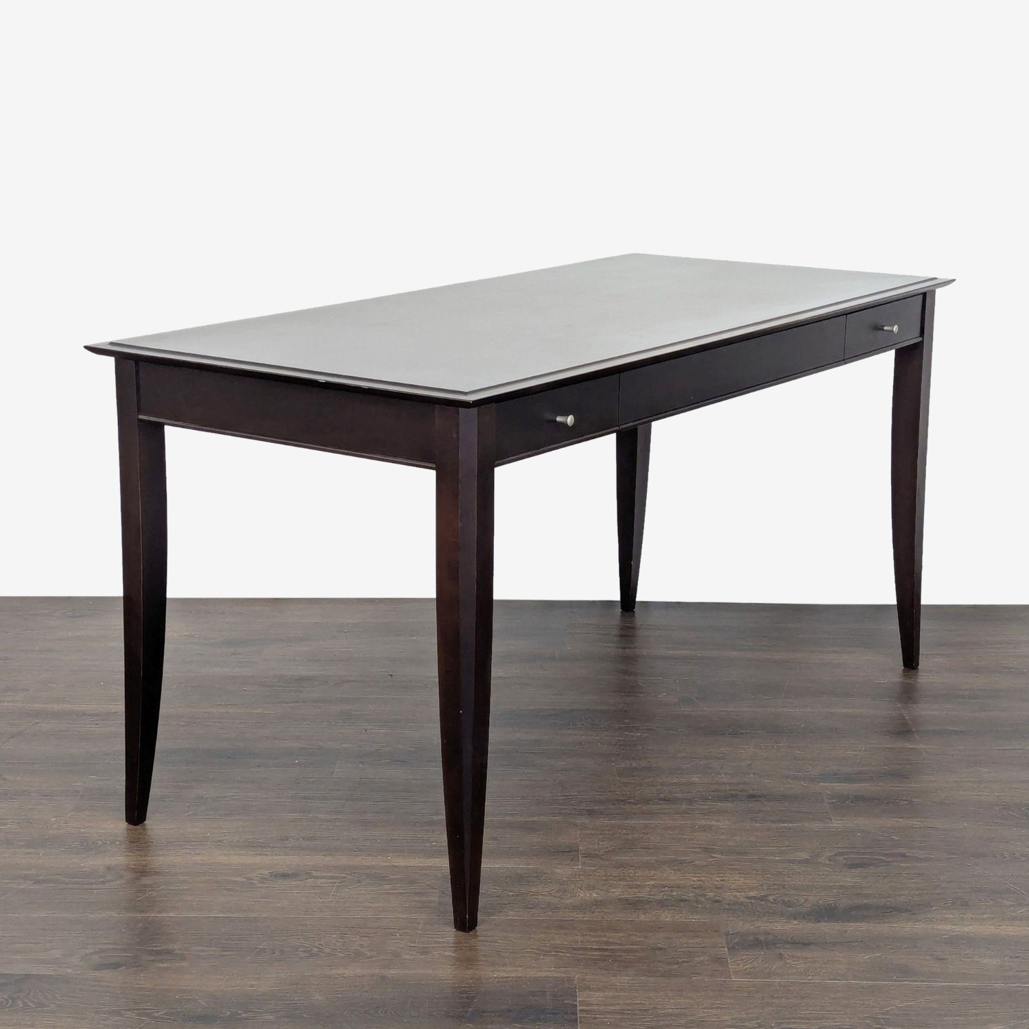 Baronet Dark Wood Desk with Two Drawers - image-3