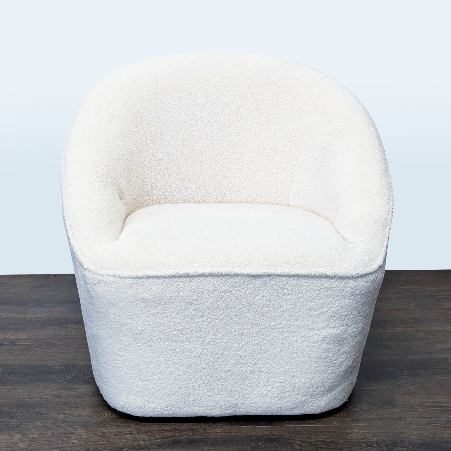 Eluxury Modern White Boucle Swivel Lounge Chair - image-1